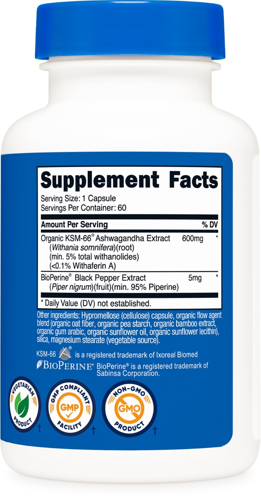 Nutricost KSM-66 Ashwagandha Root Extract 600mg, 60 Vegetarian Caps