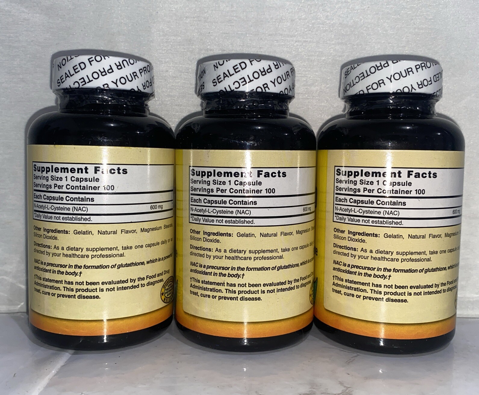 Lot Of 3-Nac Capsules 600 mg / 100 Caps Each