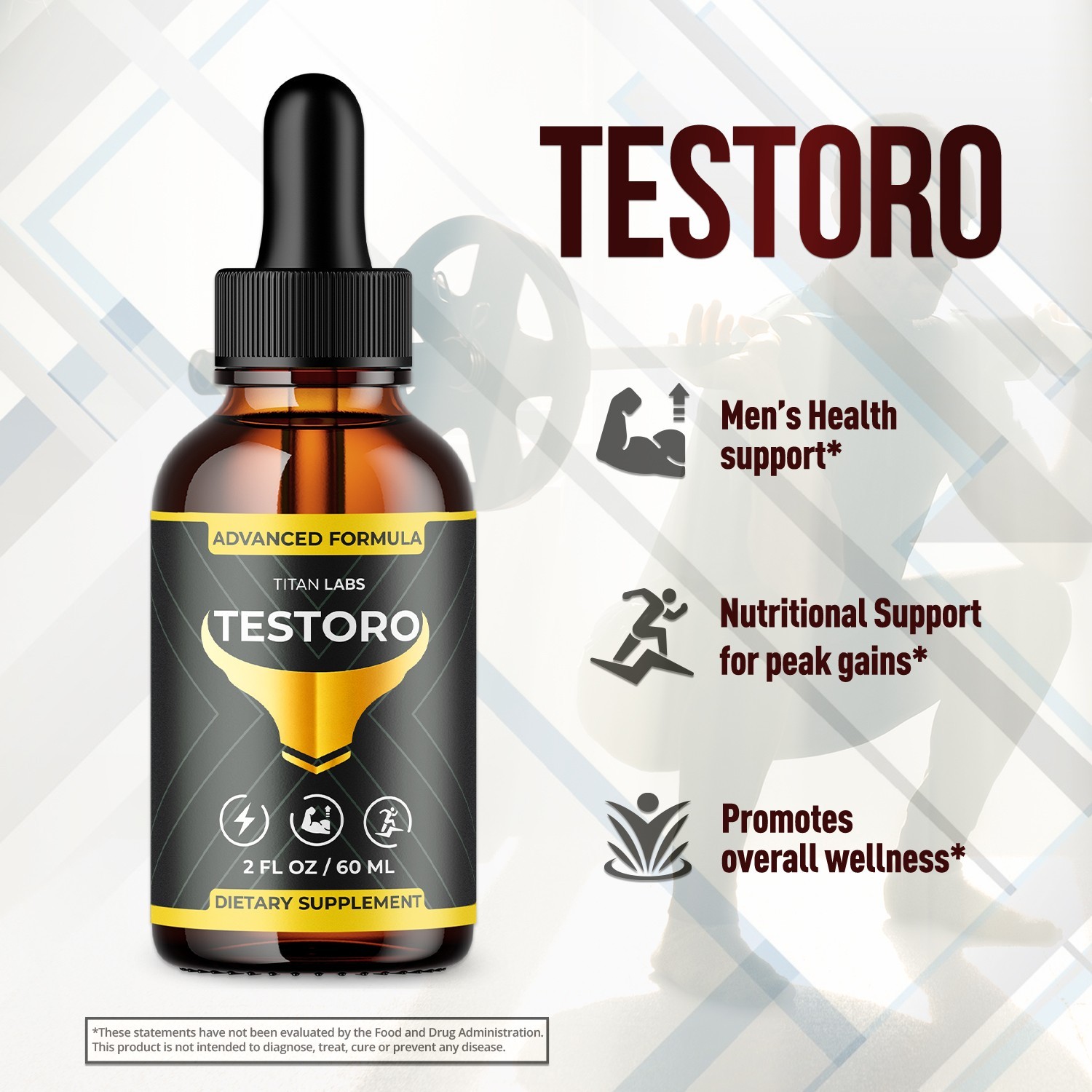 (1 Pack) Testoro Male Support Drops Advanced Test Oro Supplement 30 Servings