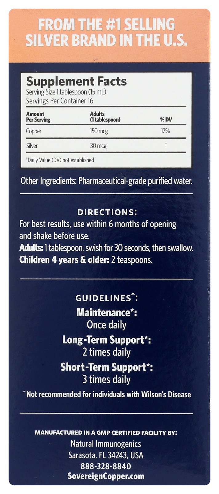 Sovereign Copper Bio-Active Hydrosol 8 Oz Supplement 1 Pack