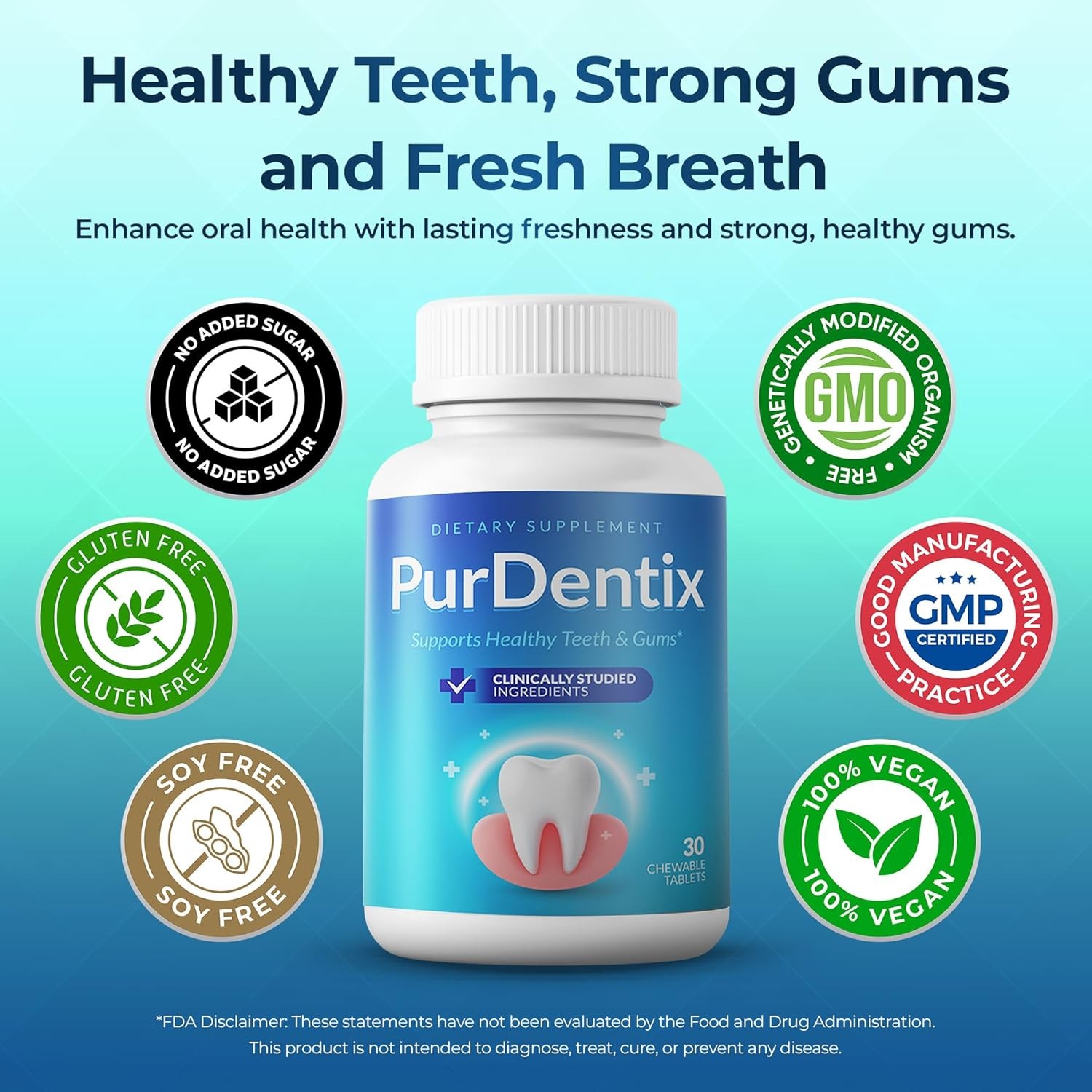 Teeth Gums Support 30 Tablets Oral Health Probiotic Supplement 4-Strain Formula