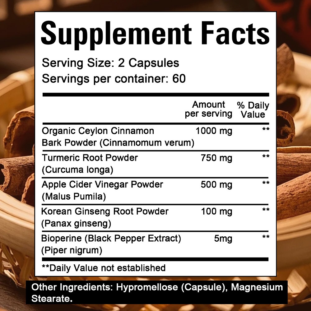 Ceylon Cinnamon 1000mg high strength caps blood sugar digestion 30-120 caps