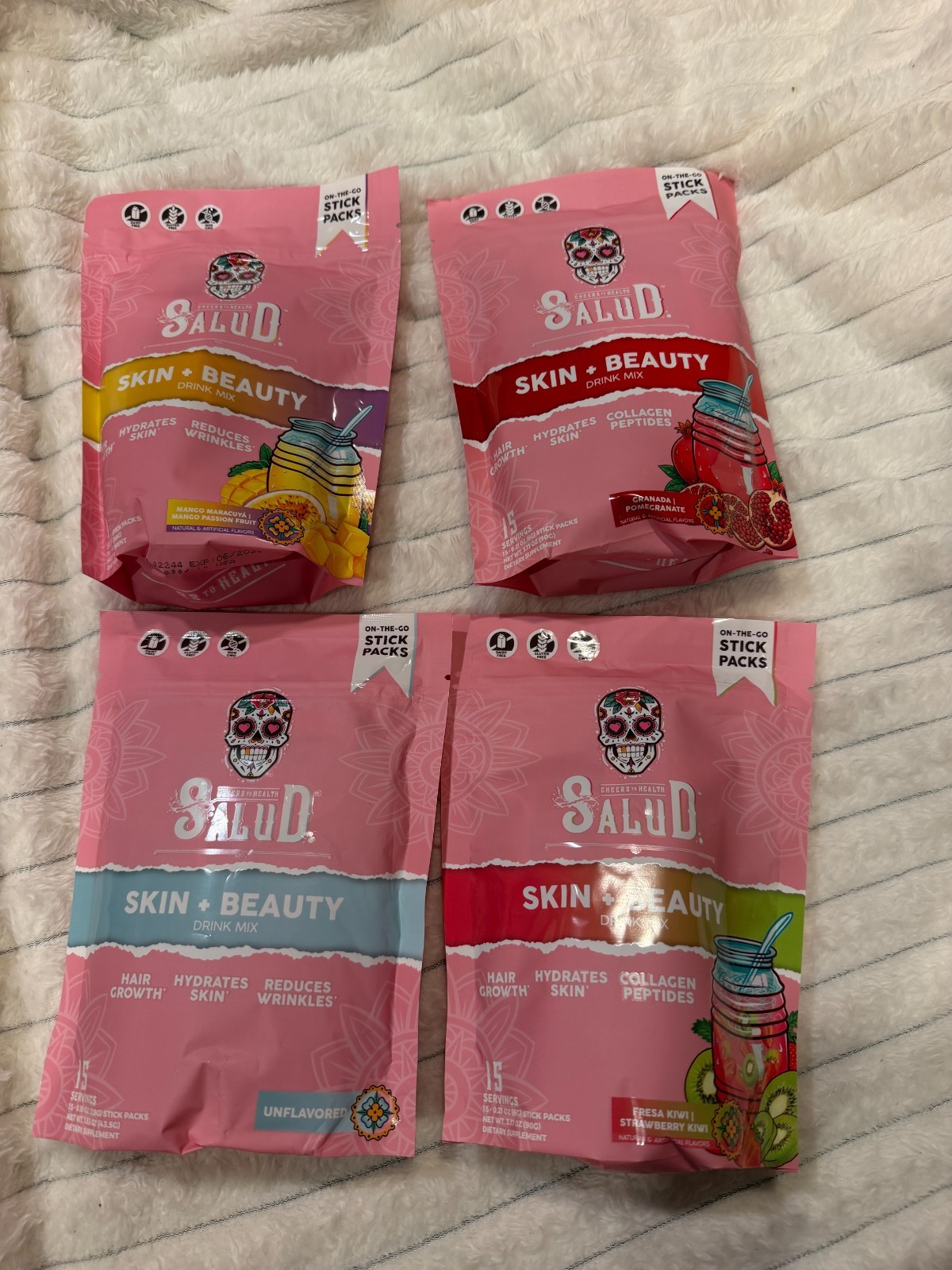 Taste Salud Skin + Beauty Drink Mix 4 Packs (15 servings each) mango, unflavored
