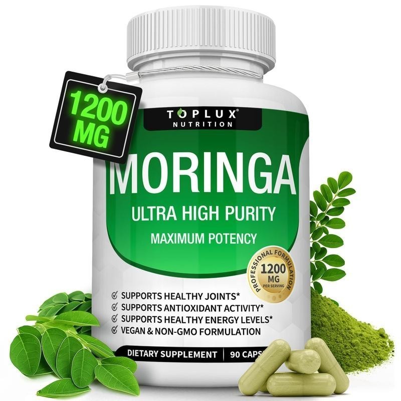 1200mg Pure Moringa Capsules – 90 Count: Support Immune & Gut Function+
