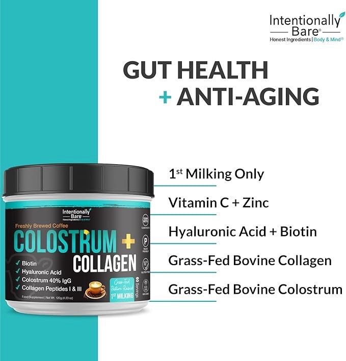 Colostrum + Collagen Powder for Skin, Joint and Gut Brewed Coffee 60 Servings