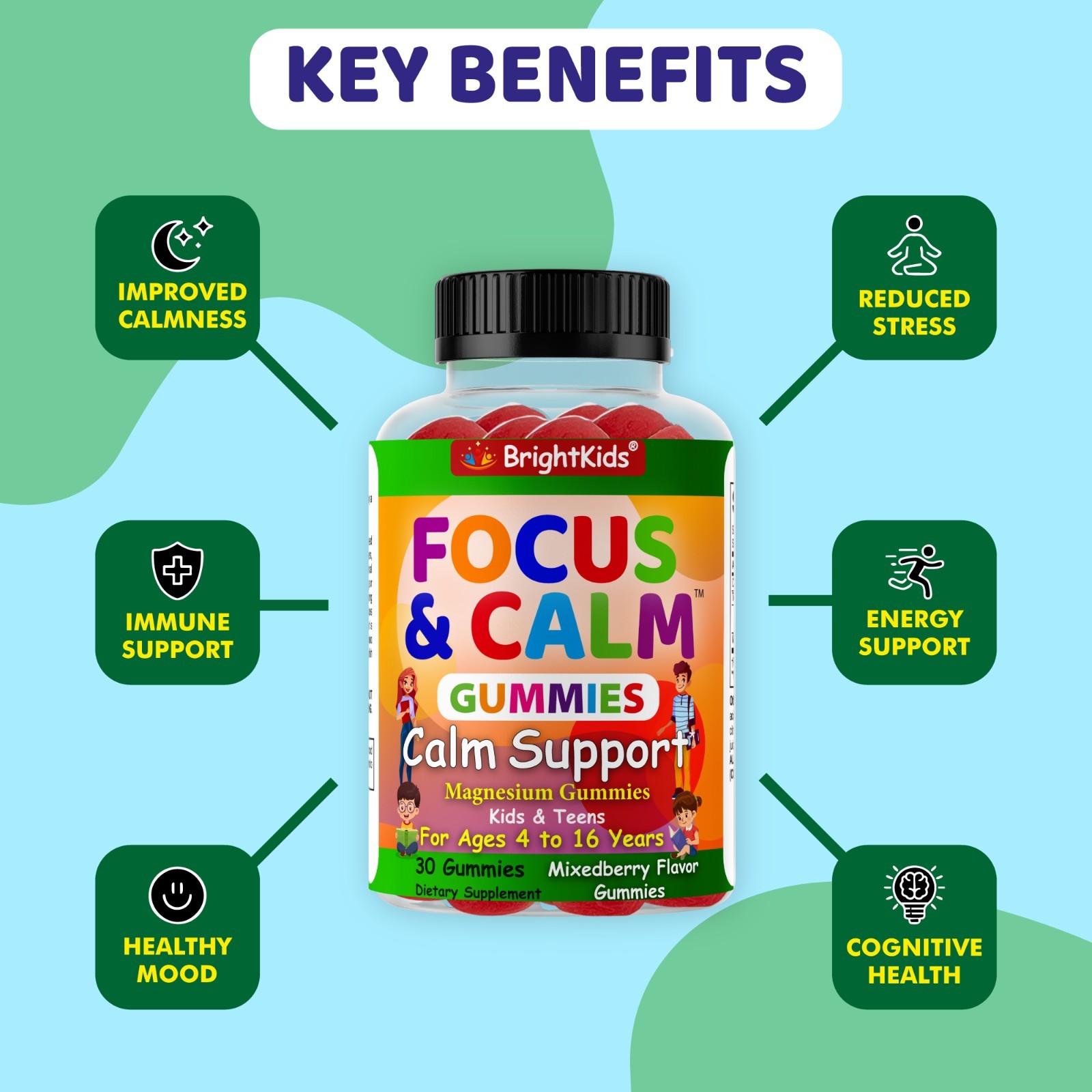 Brain Booster Supplement For Kids & Teens, Support Memory, Kids Vitamin 12/12/25