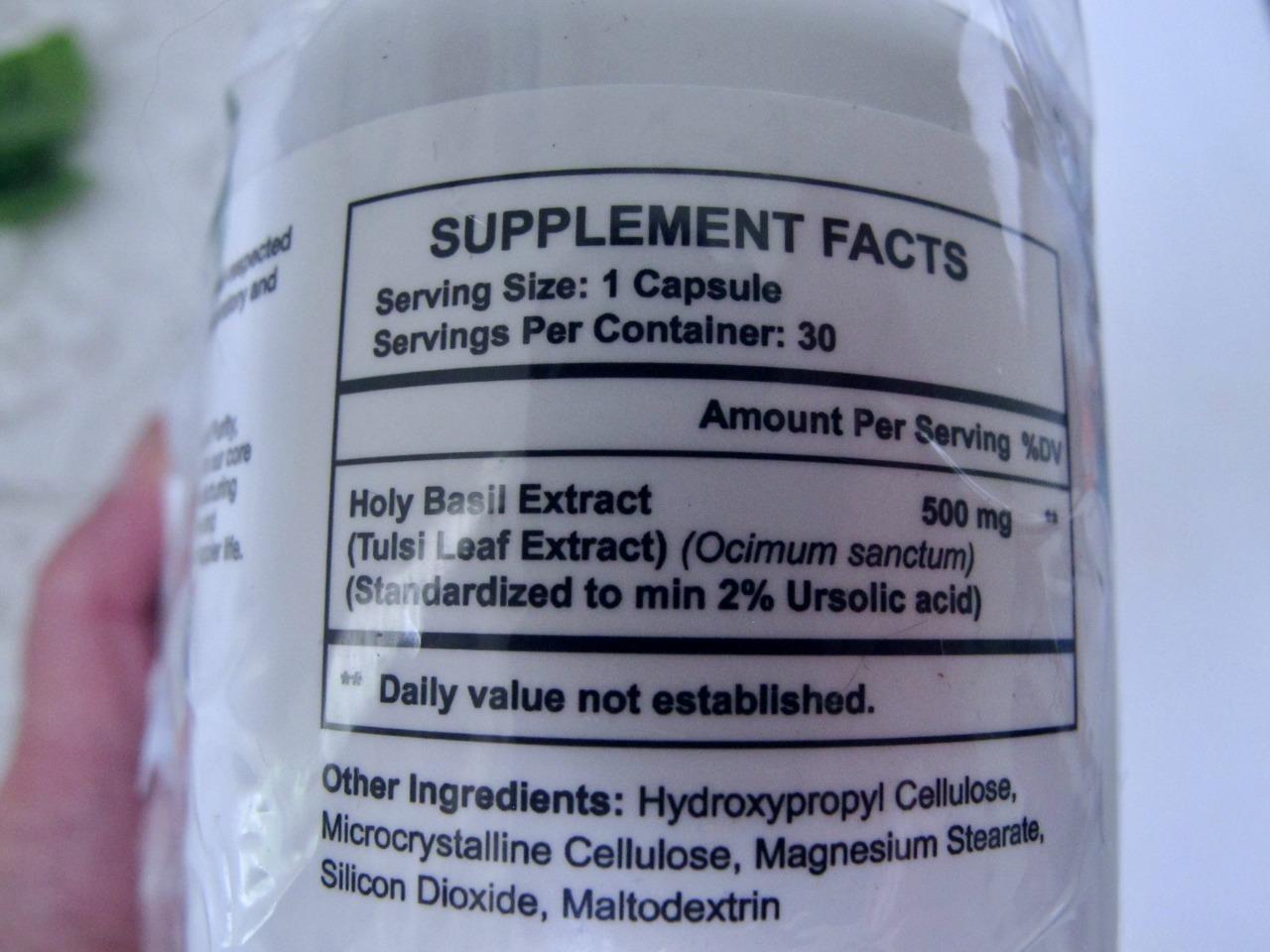 Pristine’s Holy Basil (Tulsi) 3 Bottles 30 Capsules Ea 90 Total 500mg Supplement