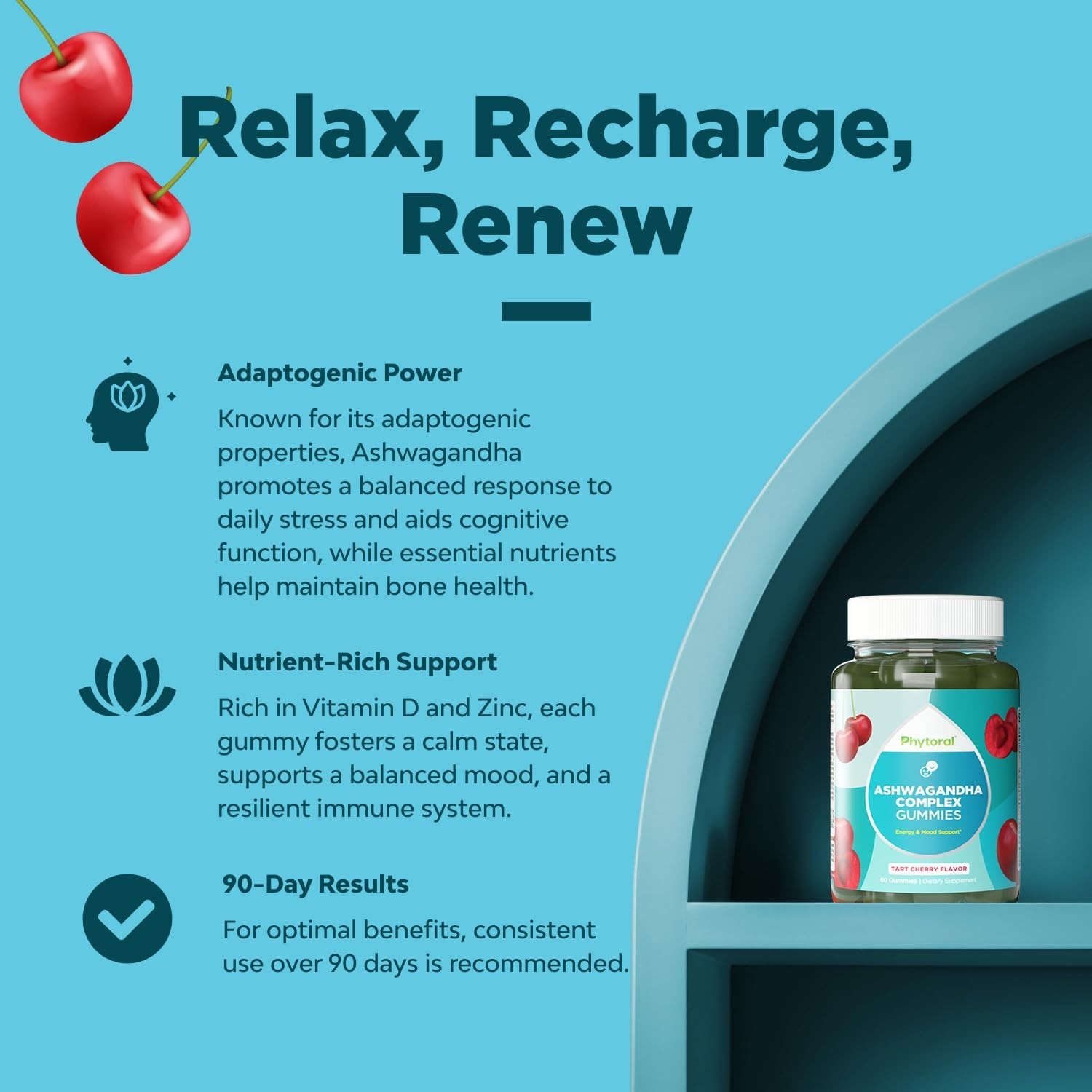 Calming Ashwagandha Gummies for Men and Women – Tasty Adaptogen Stress 90ct