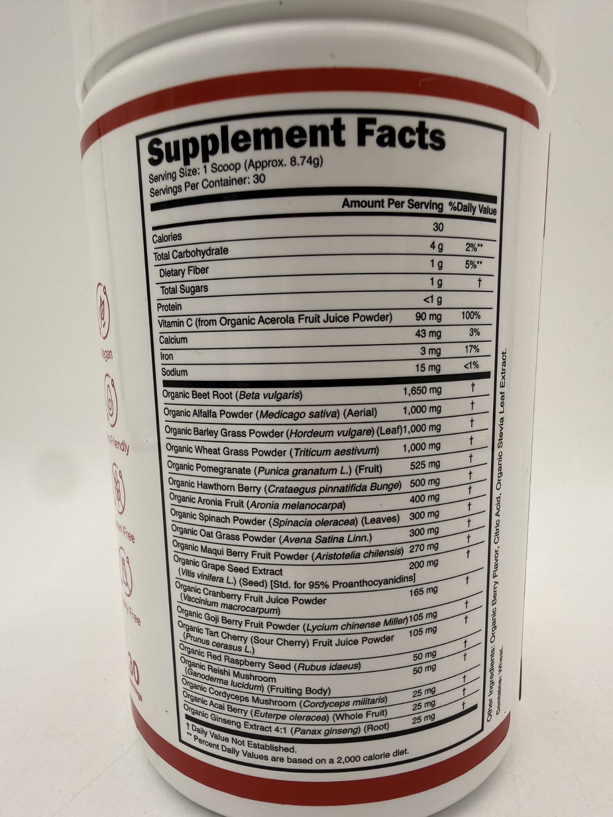 LiveGood Organic Super Reds Cardiovascular Power Supplement, 9.25oz, EXP: 2028
