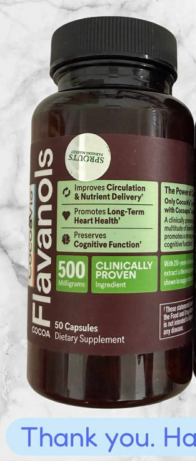 CocoaVia Flavanols 500mg 50 Capsules Cocoa Flavor Dietary Supplement EXP2028+NEW