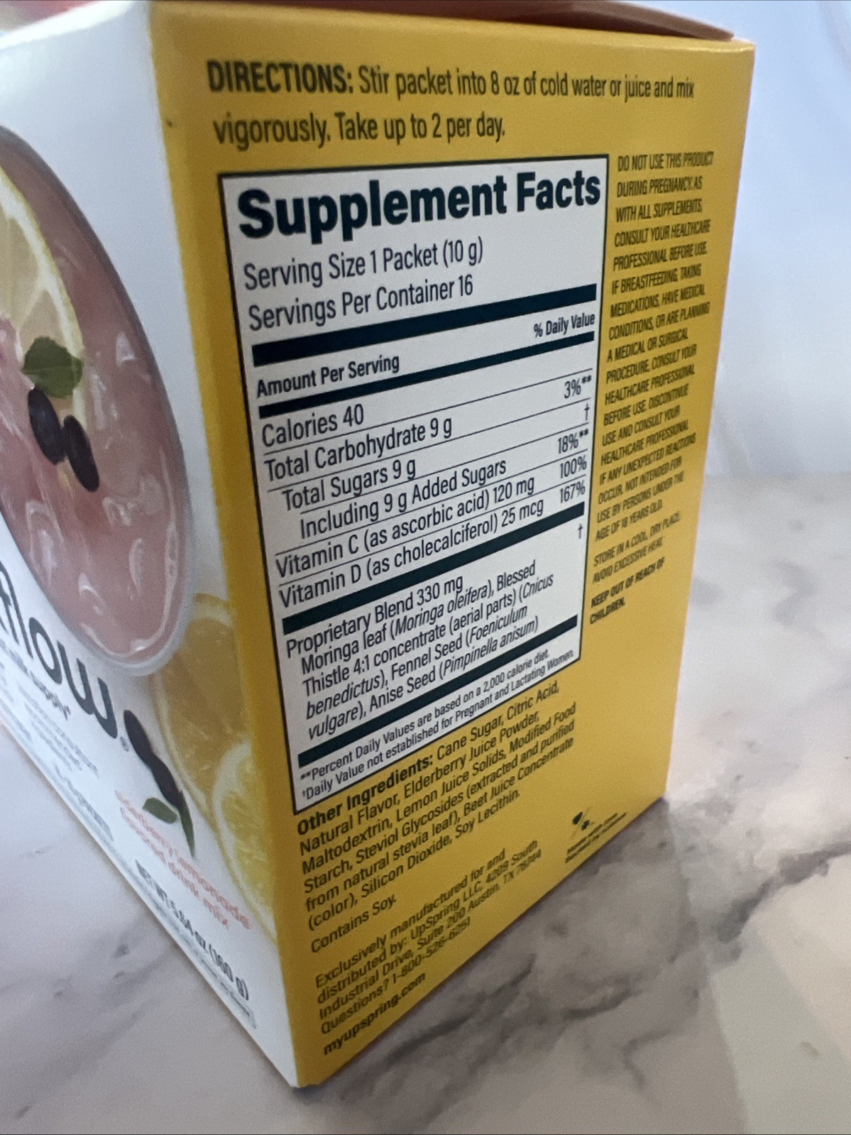 UpSpring Milkflow Elderberry Lemonade Drink Mix 16 Packets Lactation Supplement