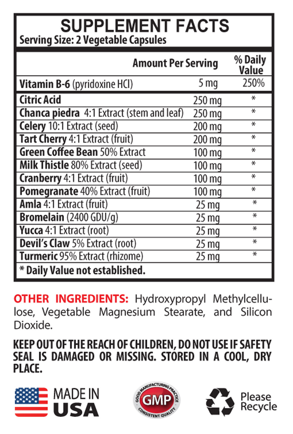anti inflammatory blend – Uric Acid Formula 1430mg 1B – natural fruit blend