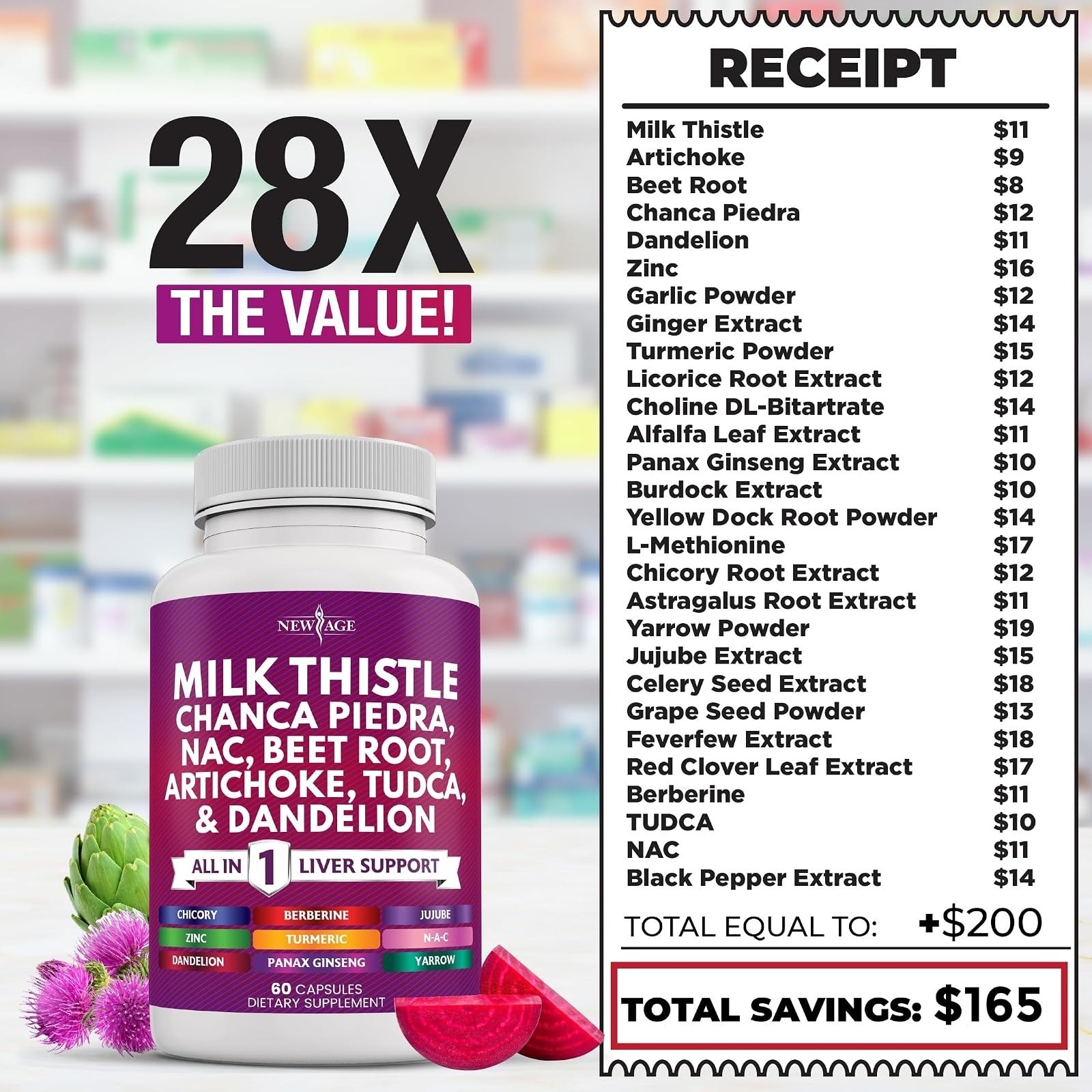 NEW AGE Milk Thistle Liver Support Supplement – 60 Capsules