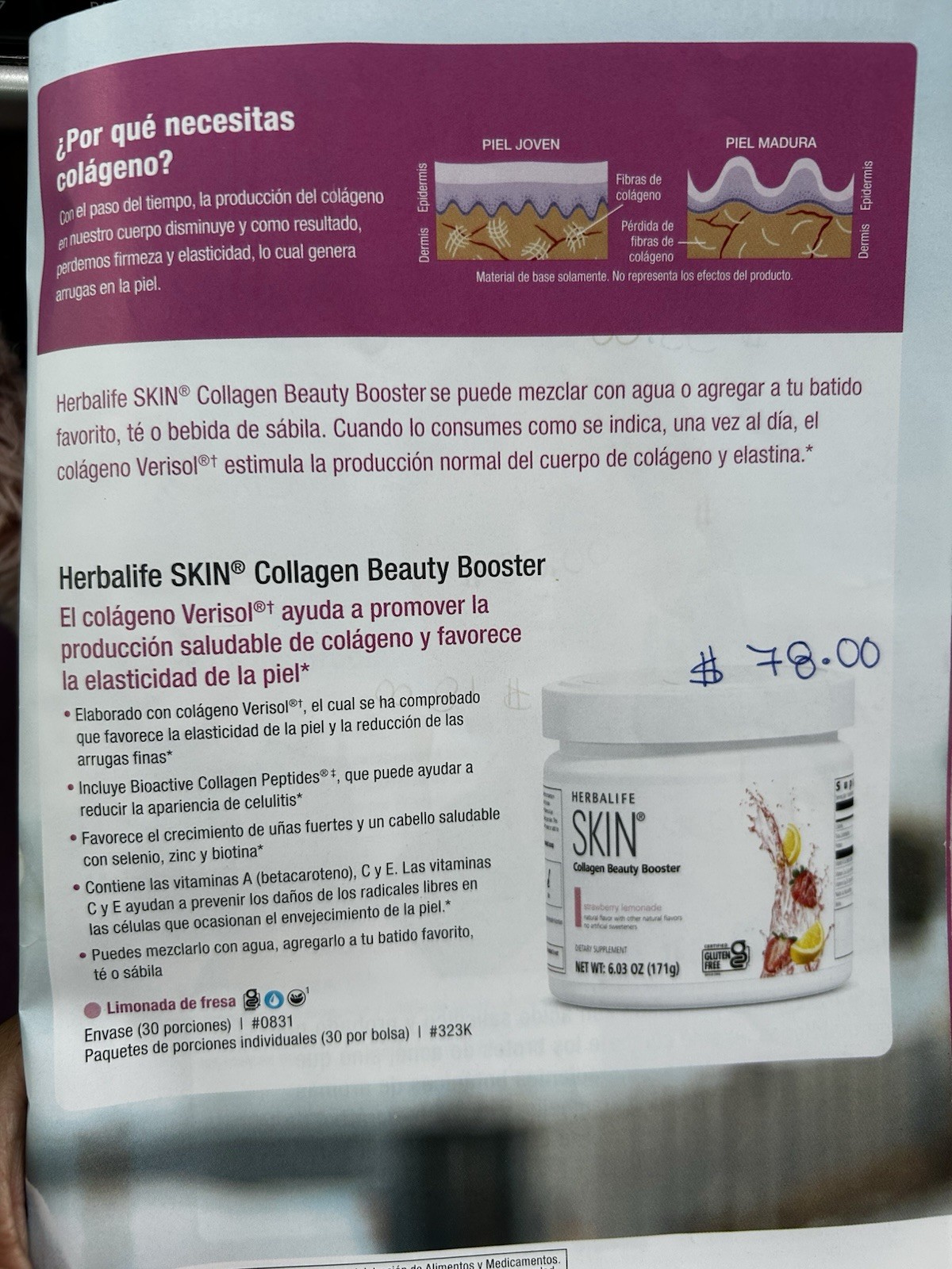 Herbalife SKIN Collagen Beauty Booster Powder Strawberry Lemonade 6.03 oz