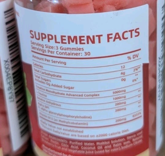 2 PK Creatine Monohydrate Strawberry Gummies Sugar Free 90ct exp 11/26