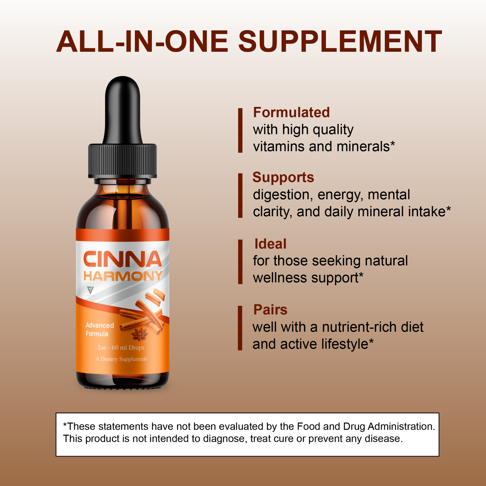 (5 Pack) Cinna Harmony Drops, CinnaHarmony Advanced Formula Supplement (10oz)