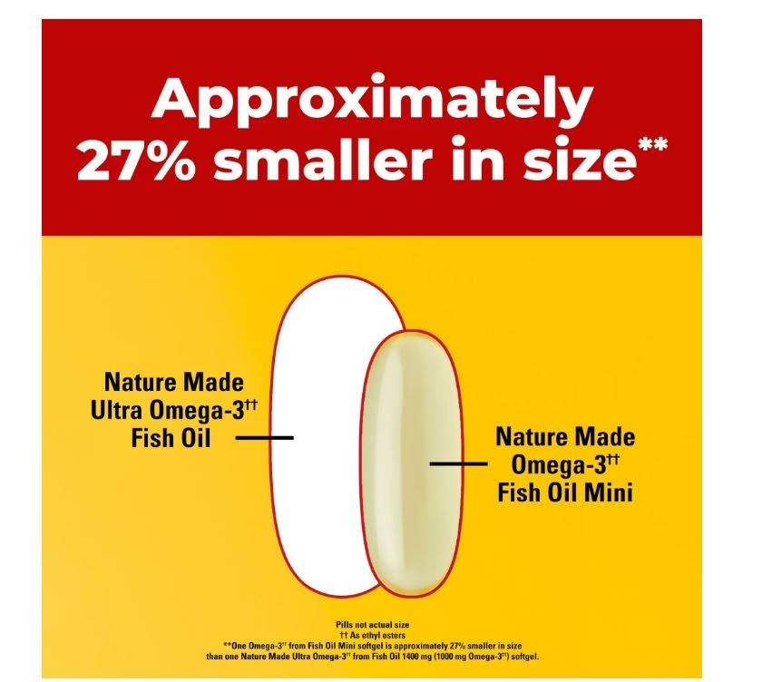 Nature Made Burp-Less Omega-3 from Fish Oil 1400 Mg Minis Softgels, 80 Count