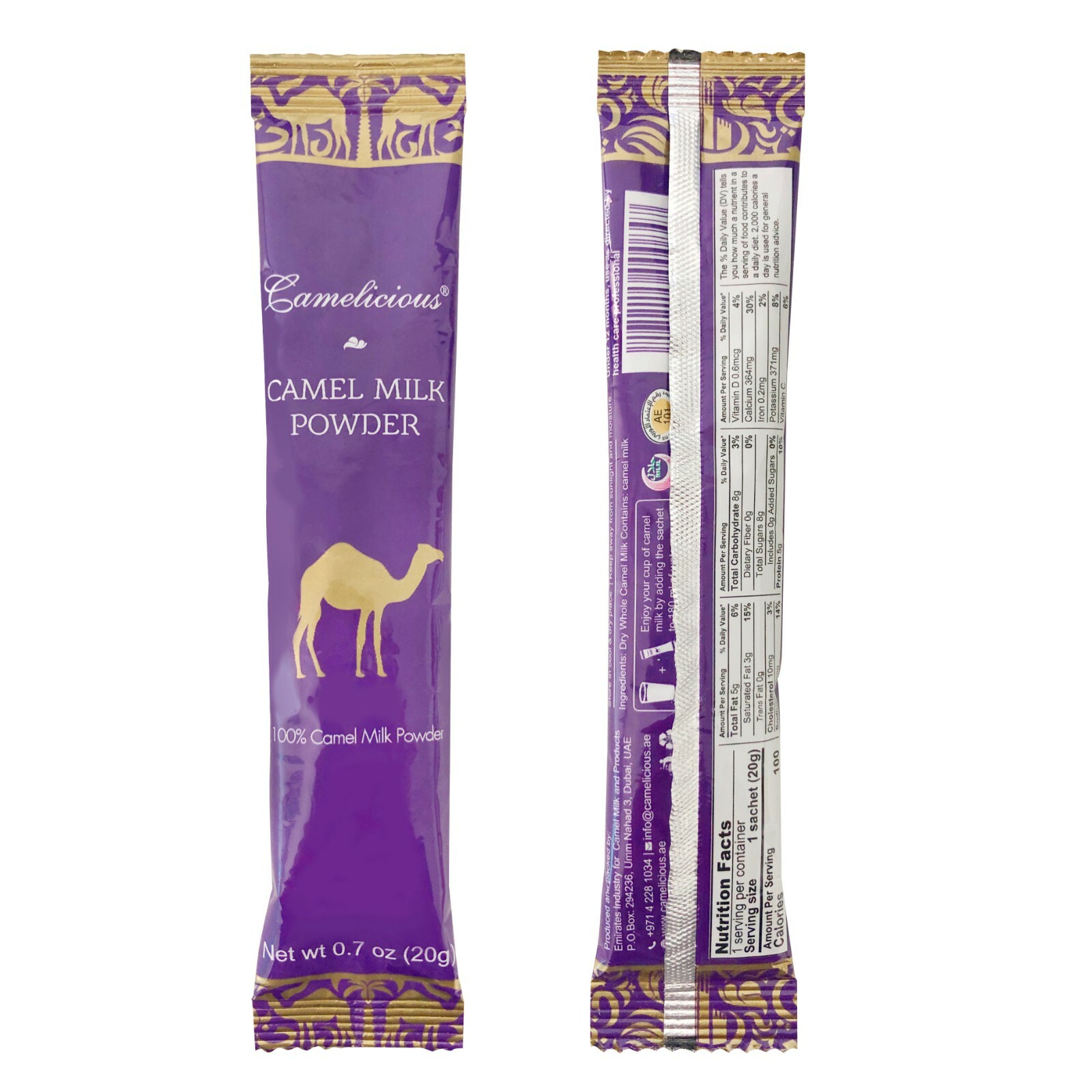 Camel Milk Powder Camelicious 1 Box 100% Natural – 24 sachets x 20g (480g) HALAL