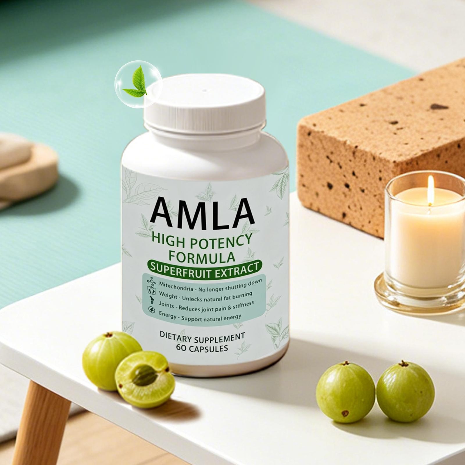 Alevia Organic Amla Capsules 1000mg Indian Gooseberry Antioxidant Supplement 60c