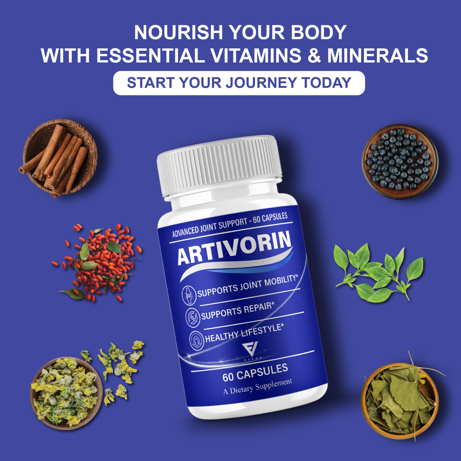 (5 Pack) Artivorin Advanced Joint Support, Artivorin Pills (300 Capsules)
