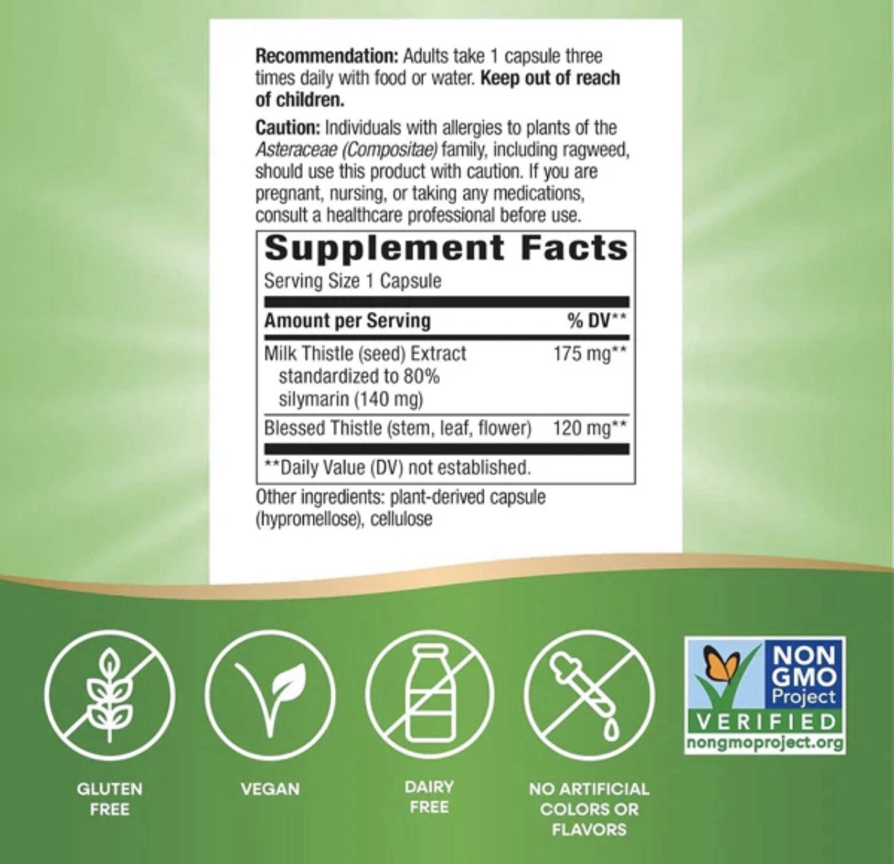 Nature’s Way Milk Thistle Extract Vegan Non-GMO 120 Cap Liver Health SHIPS FREE