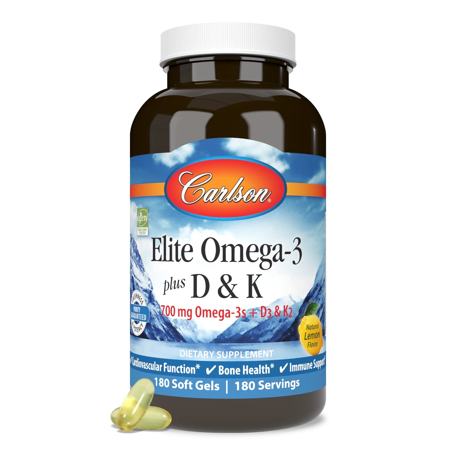 Carlson – Elite Omega-3 Plus D K 700 Mg Omega-3S D3 K2 Function Bone Health