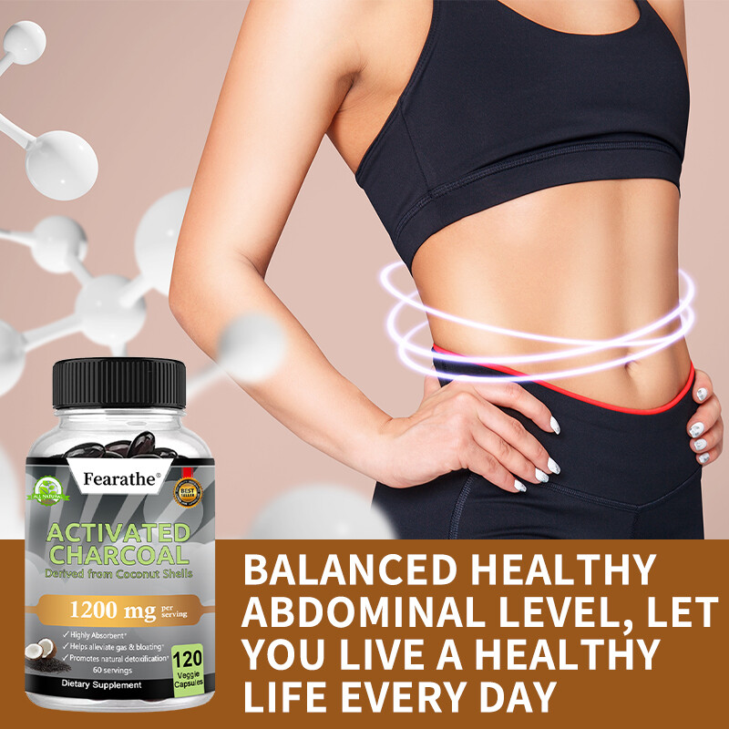 Activated Charcoal Capsules 1200mg Derived from Coconut Shells Highly Absorbent