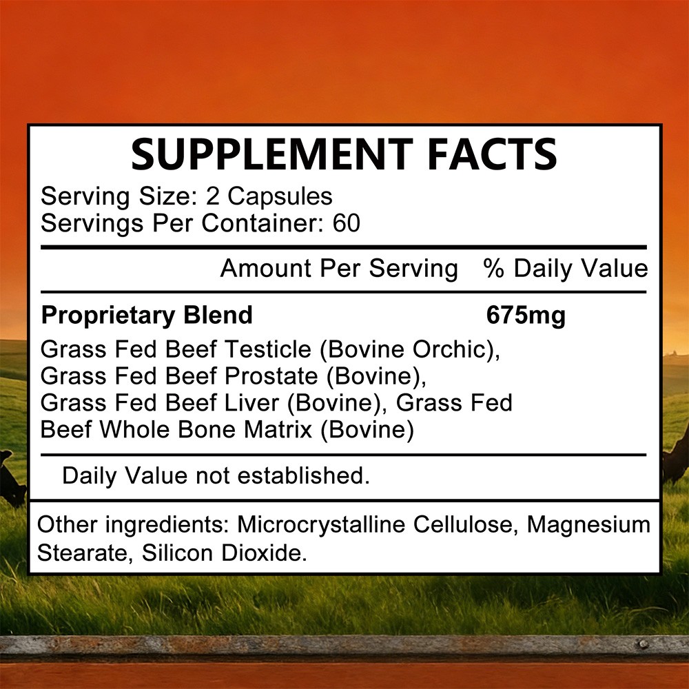 GrassFed Beef Organs Capsules-Support for Male Vitality,Prostate&Hormone Balance
