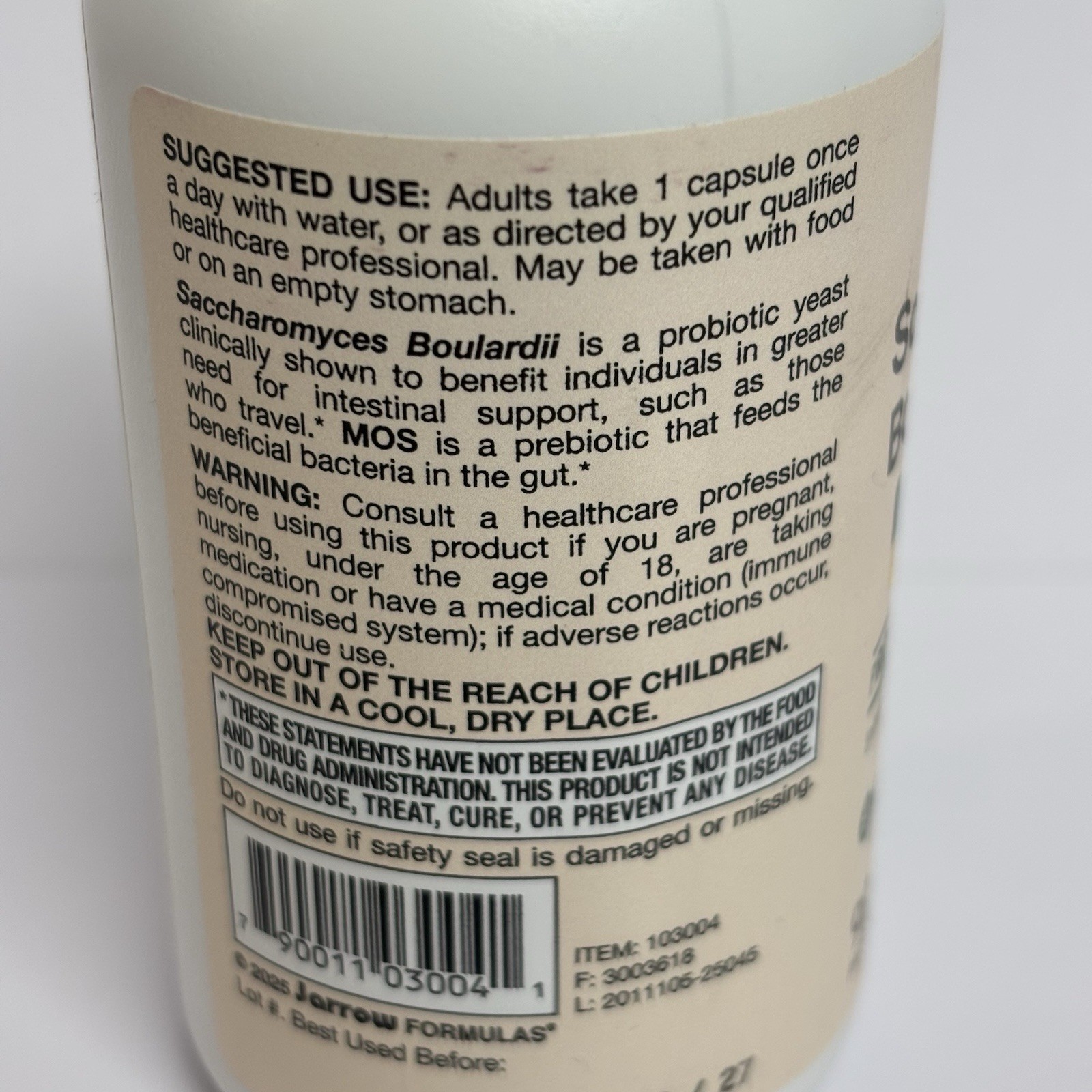 Jarrow Formulas Saccharomyces Boulardii + MOS 5 Billion CFU 90 Veggie Capsules