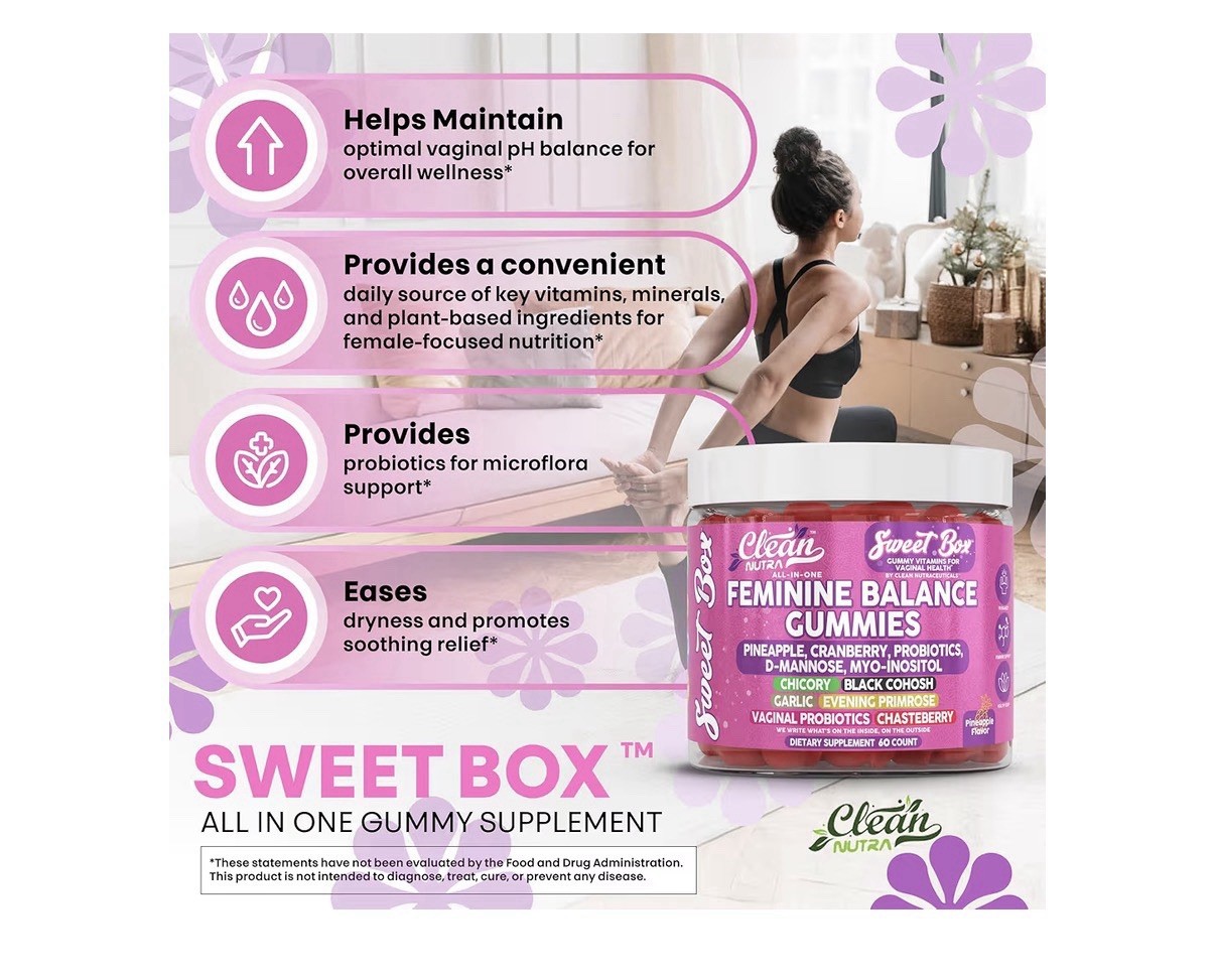 Clean Nutra Feminine Balance Gummies Vaginal Probiotic Ph Balance 60 Gummies