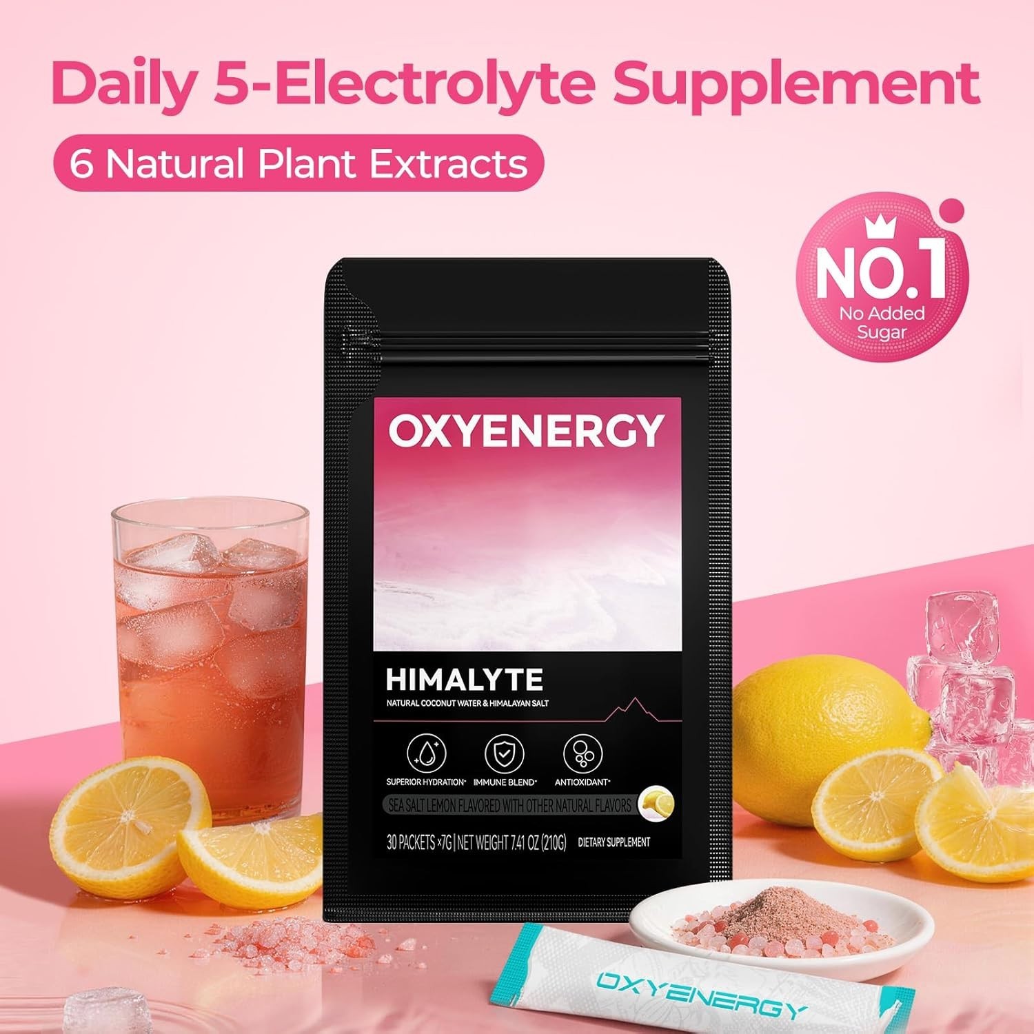 OxyEnergy Electrolyte Packets Powder, Daily Hydration Packets, Sugar Free | Plan
