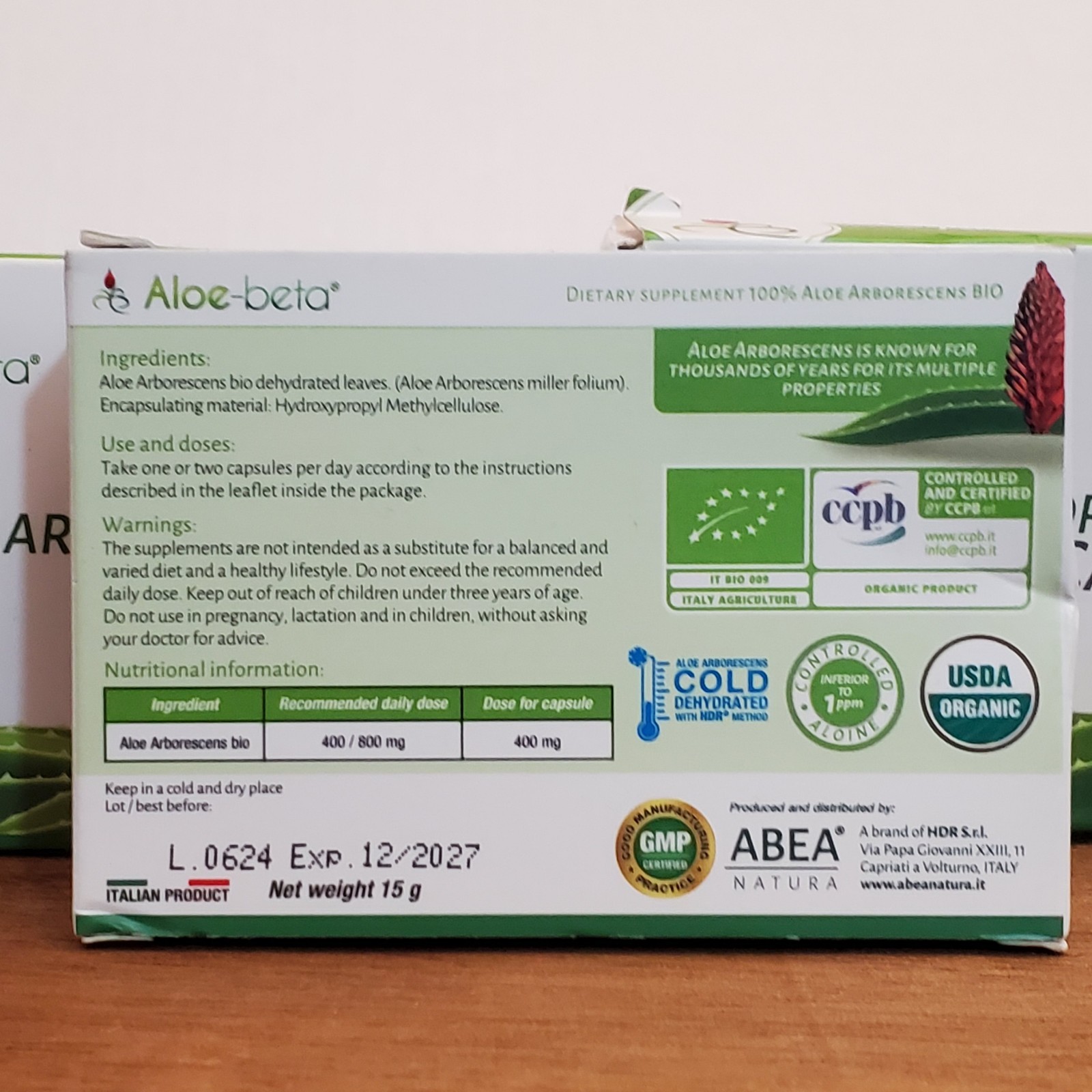 ALOE BETA 30 Capsules ALOE ARBORESCENS 12/2027 Abea Natural Health Supplement