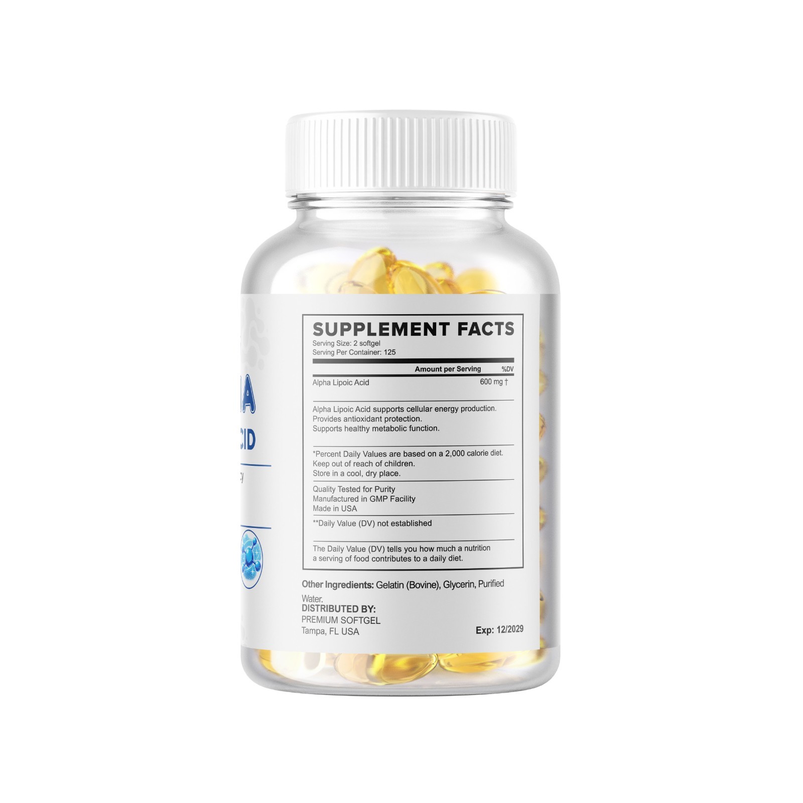 Alpha Lipoic Acid – 600mg Per Serving – 250 Capsules