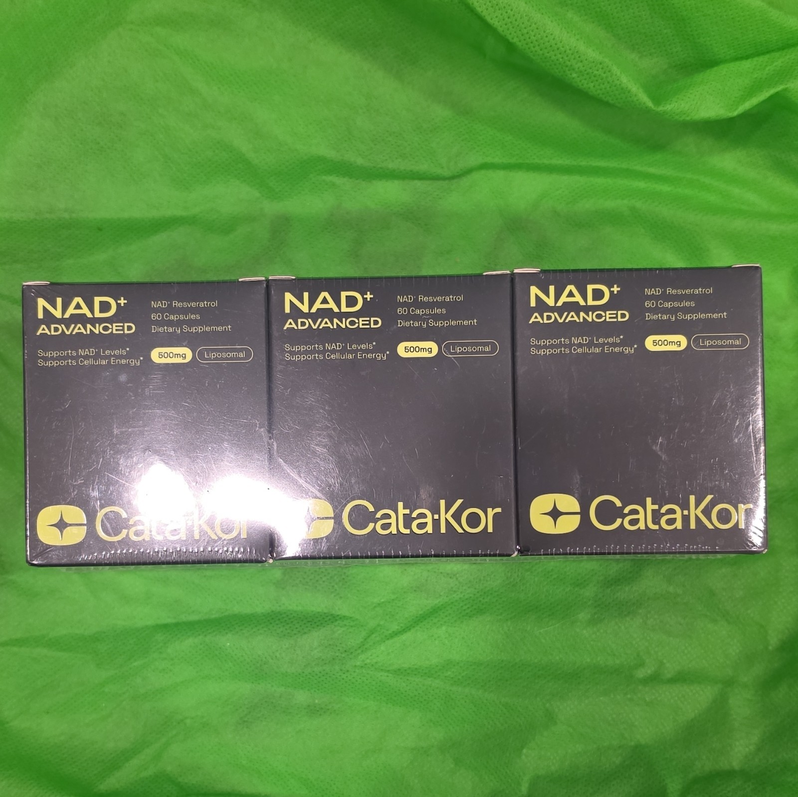Cata-Kor NAD+ Advanced 500mg Liposomal w/ Resveratrol 60 Capsules (3 Boxes)