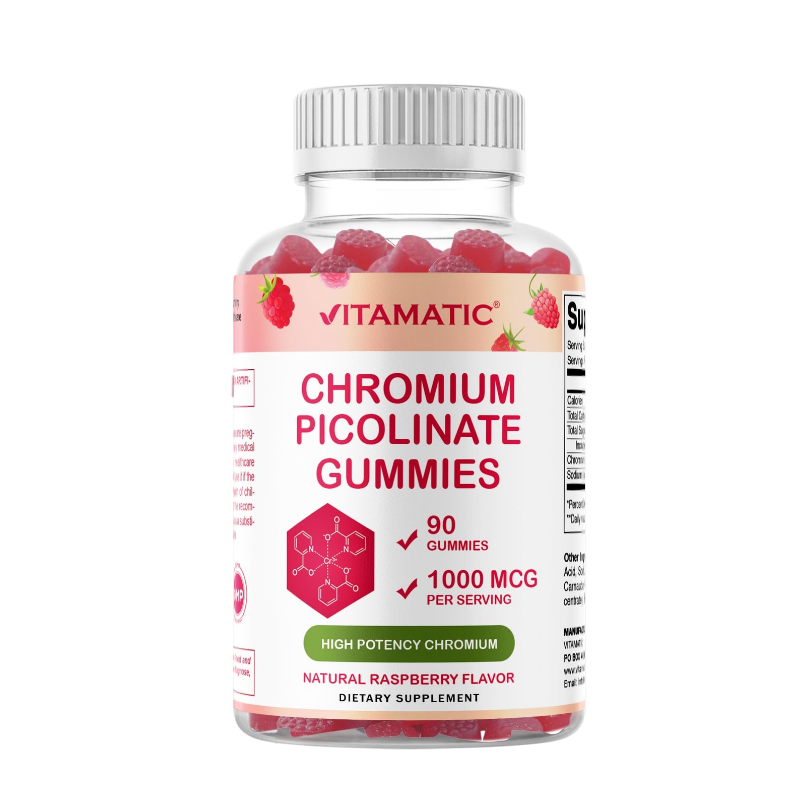 Vitamatic Chromium Picolinate 1000 mcg – 90 Gummies – 90 Count (Pack of 1)