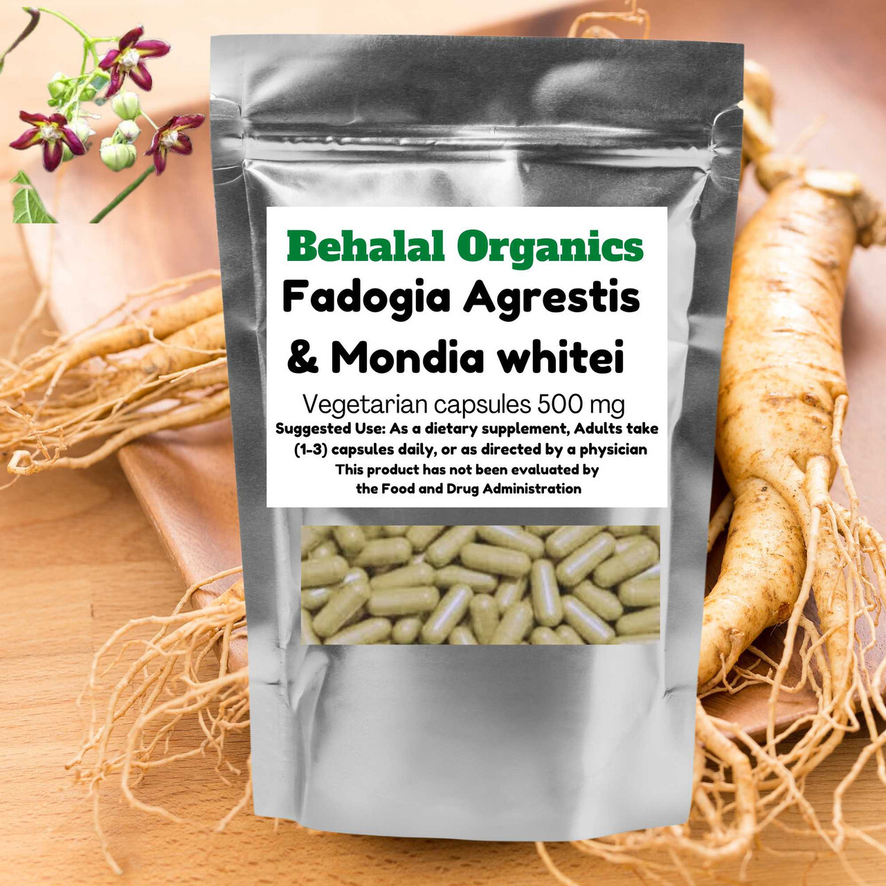 Fadogia Agrestis and Mondia whitei (Mulondo) 500mg vegetarian 100 Capsules