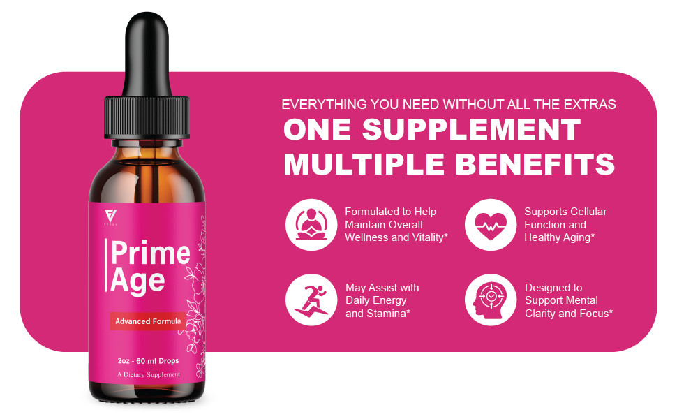 (5 Pack) Prime Age Advanced Wellness Drops, PrimeAge Liquid Supplement (10oz)