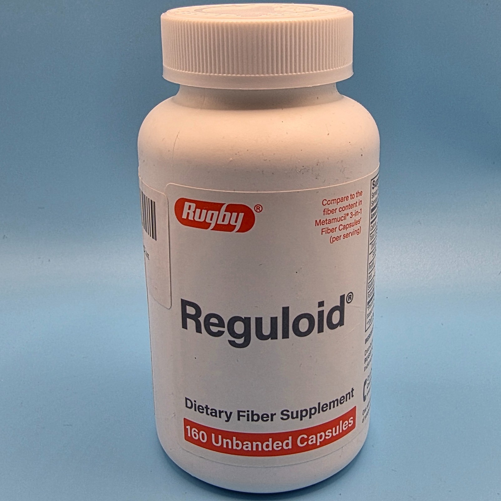Rugby Reguloid Fiber Supplement – 160 count bottle of capsules – psyllium husk