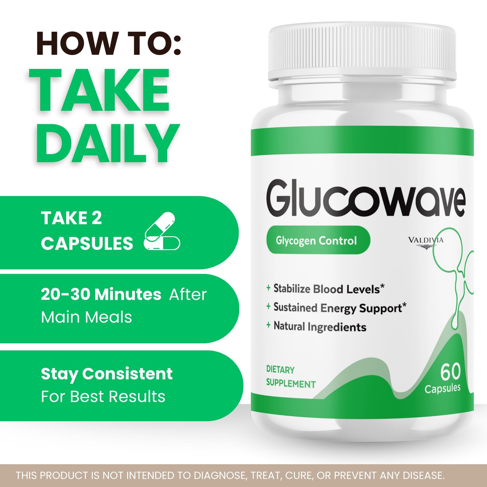 Valdivia (5 Pack) Glucowave Capsules 300 Capsules 5 Pack Blood Made in USA