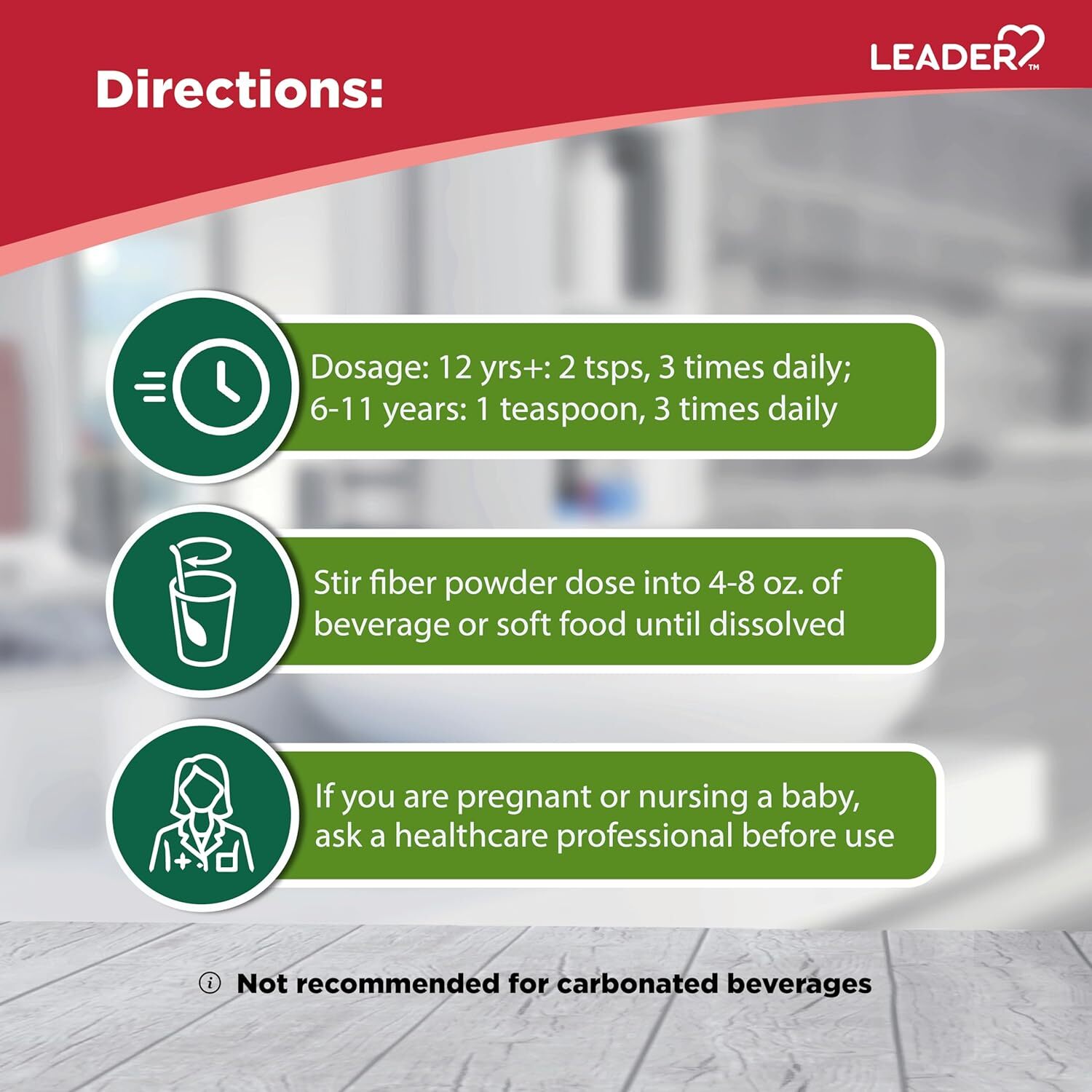 Leader Clear Fiber Prebiotic Supplement Powder Sugar Free 8.6 Ounces