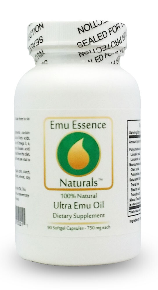 Emu Essence Ultra Emu Oil Dietary Supplements 90/750mg Soft Gelcaps Omega 3/6/9