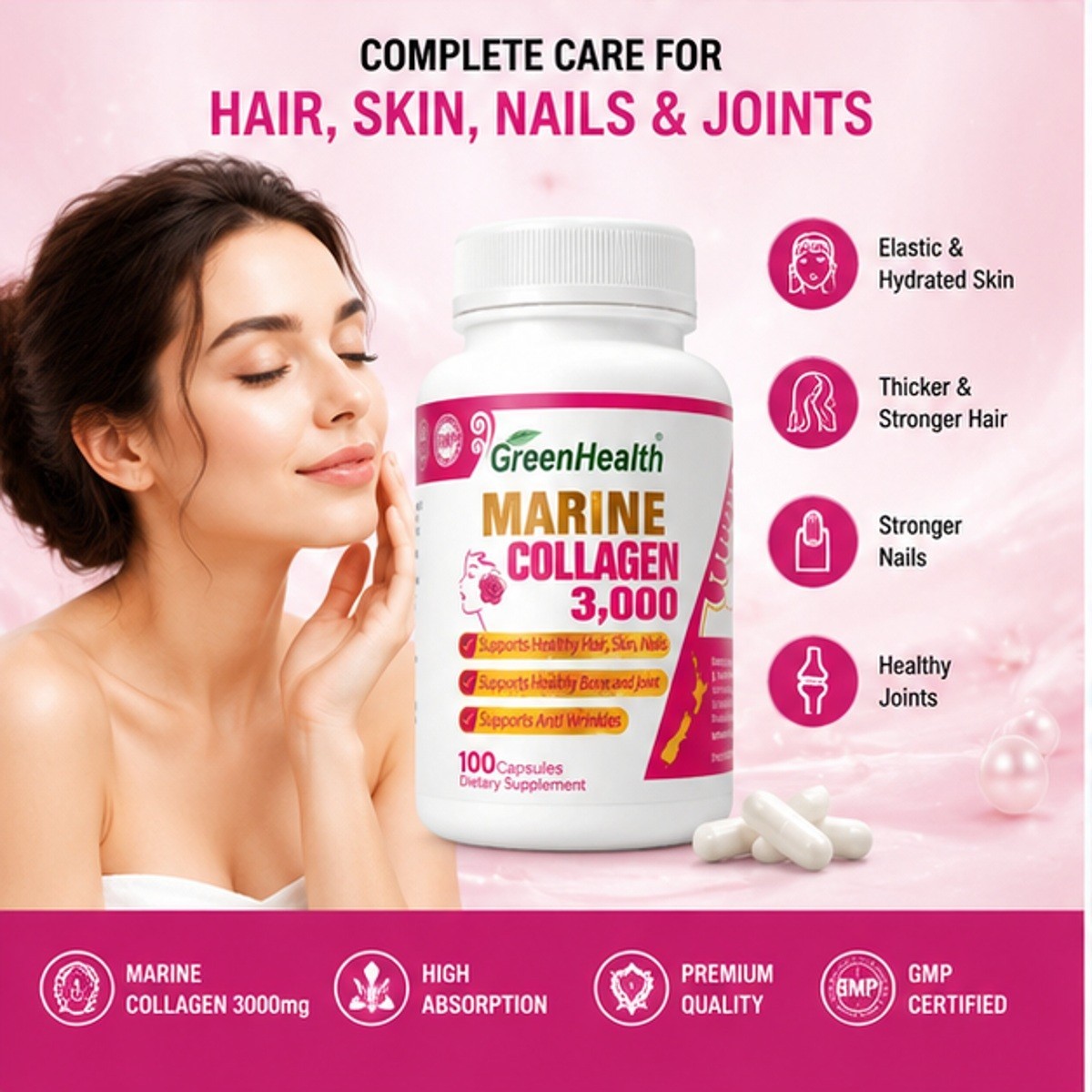 New Zealand Marine Collagen 3000mg x 100 vege capsules