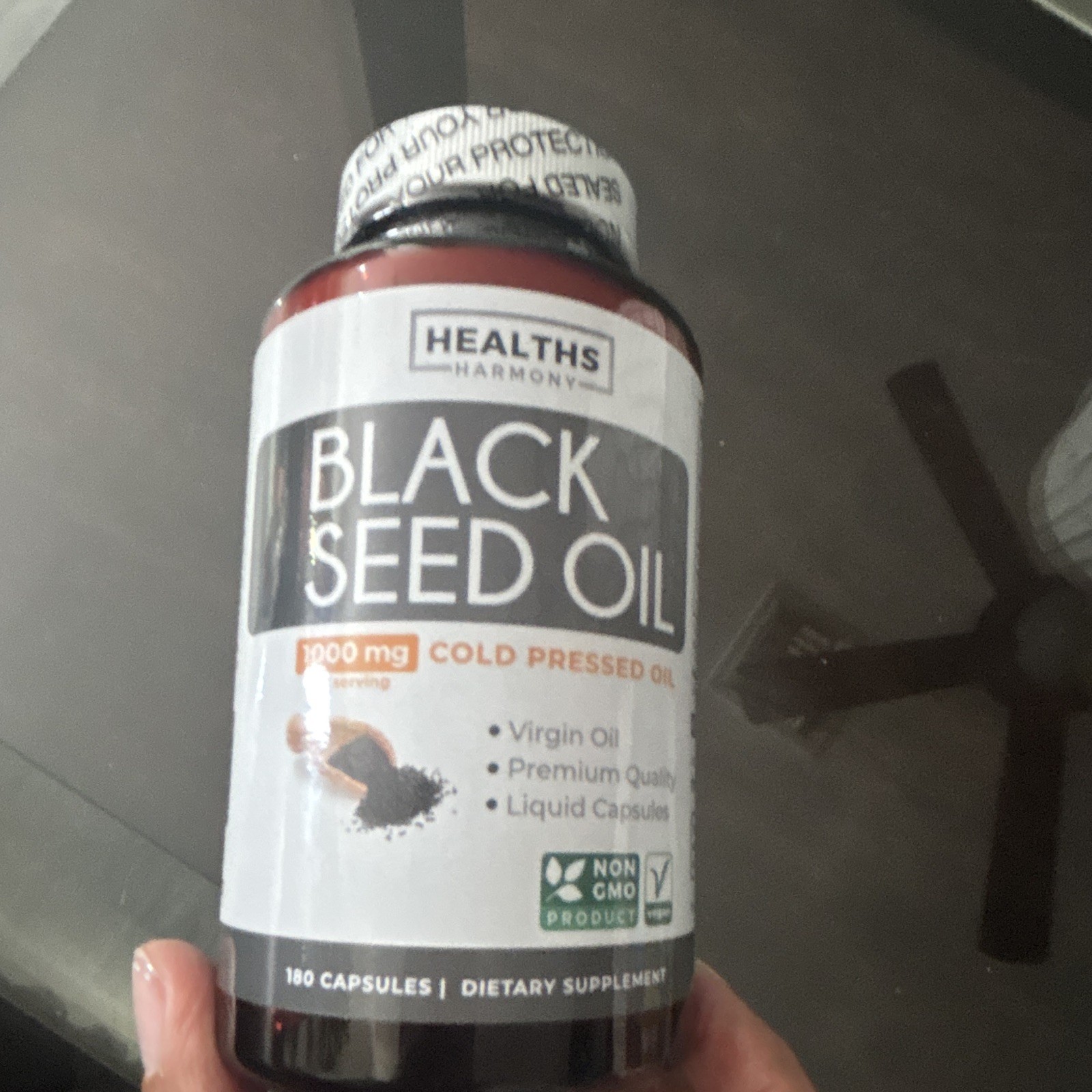 Healths Harmony Black Seed Oil 1000mg Cold Pressed Vegan 180 Caps 05/2028