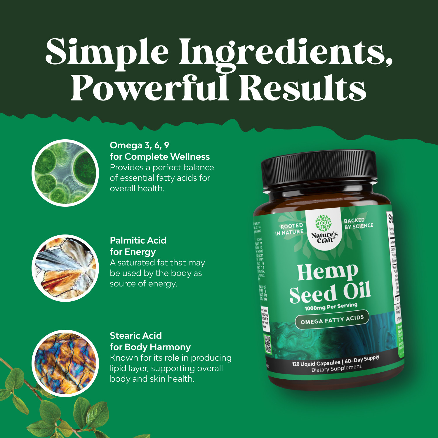 High Absorption Hemp Oil Capsules – Vegan Omega 3 6 9 Supplement