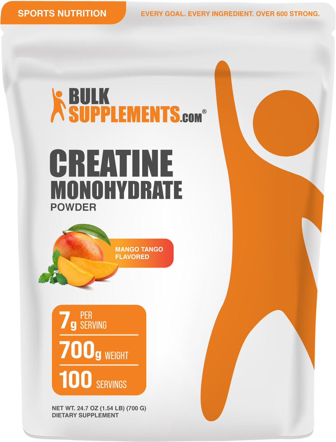BulkSupplements Creatine Monohydrate Powder – Mango Tango – 7g per Serving