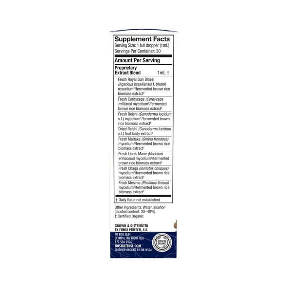 Host Defense Stamets 7 Extract 1 Oz Organic Immune Support Fungi Perfecti