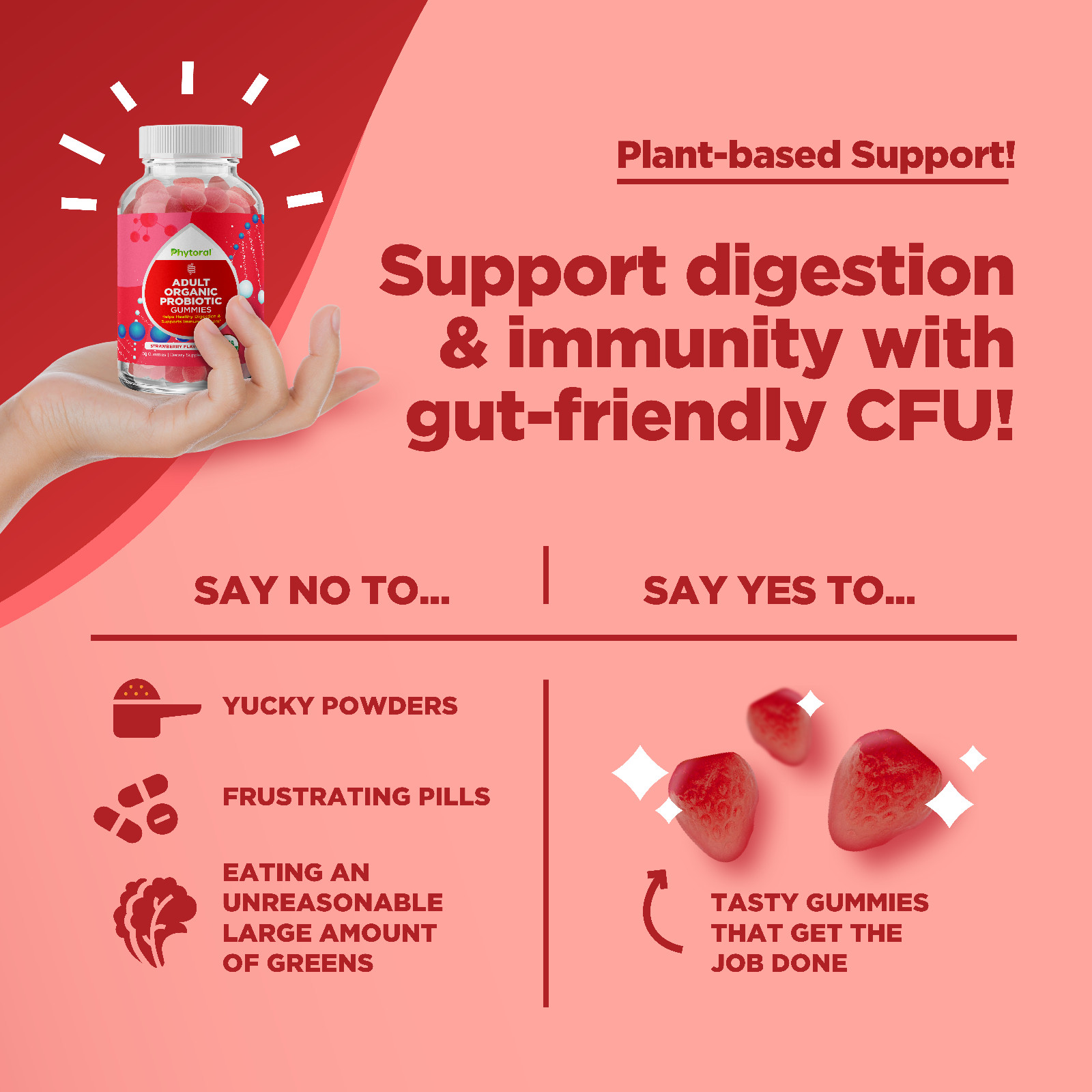 Healthy Gut Probiotic and Digestive Health Gummies for Adults – 5 Billion CFU