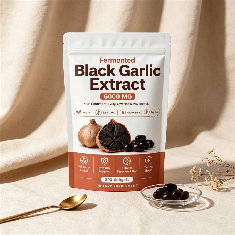 Black Garlic Extract Softgels 300ct, Odorless Vegan Non-GMO Supplement