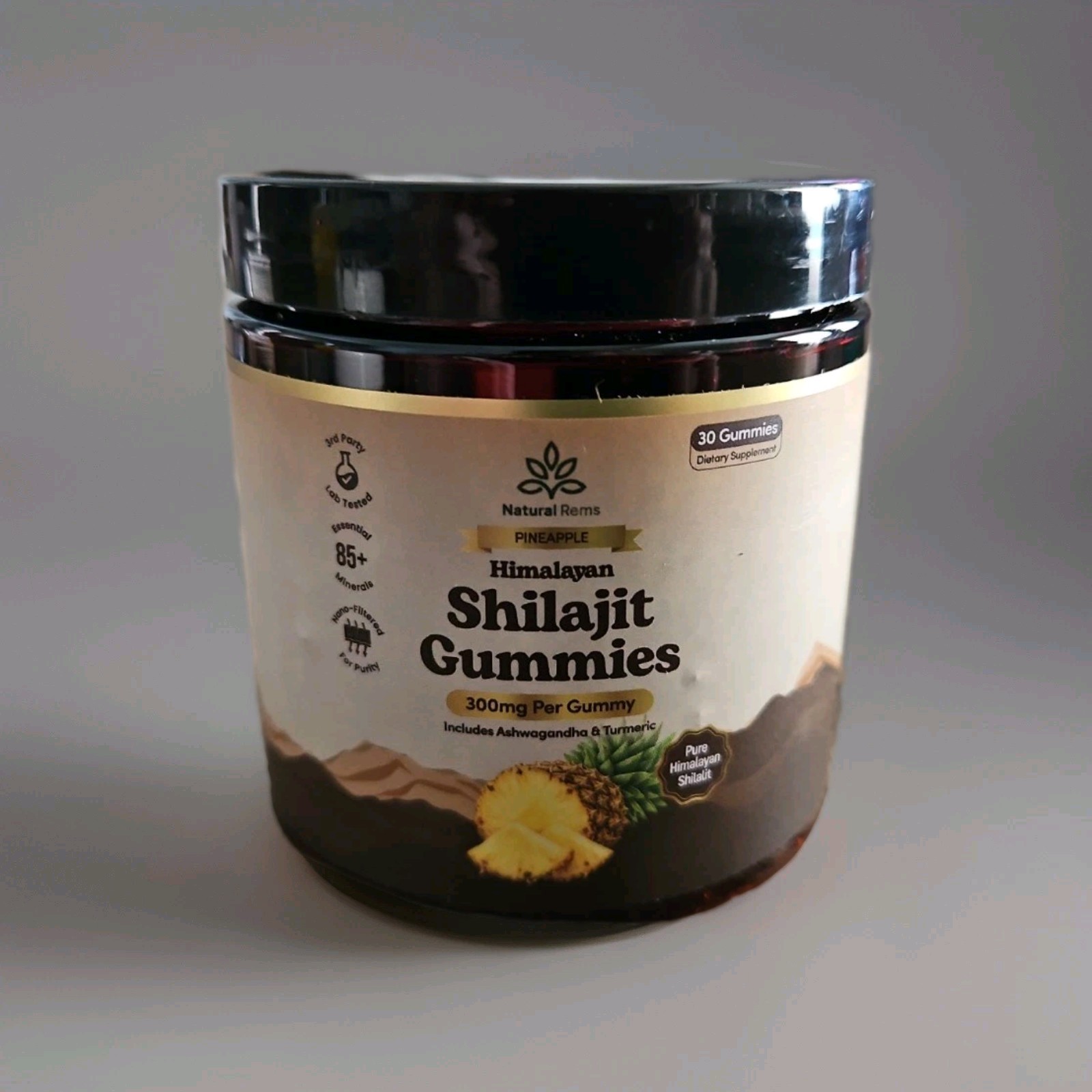 Natural Rems Himalayan Shilajit 300mg Gummies Pineapple 30ct Exp 7/27