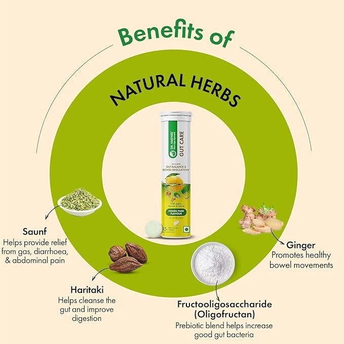 Dr. Vaidya’s Gut Care Effervescent Tablets Improves Digestion 15 Tablets.